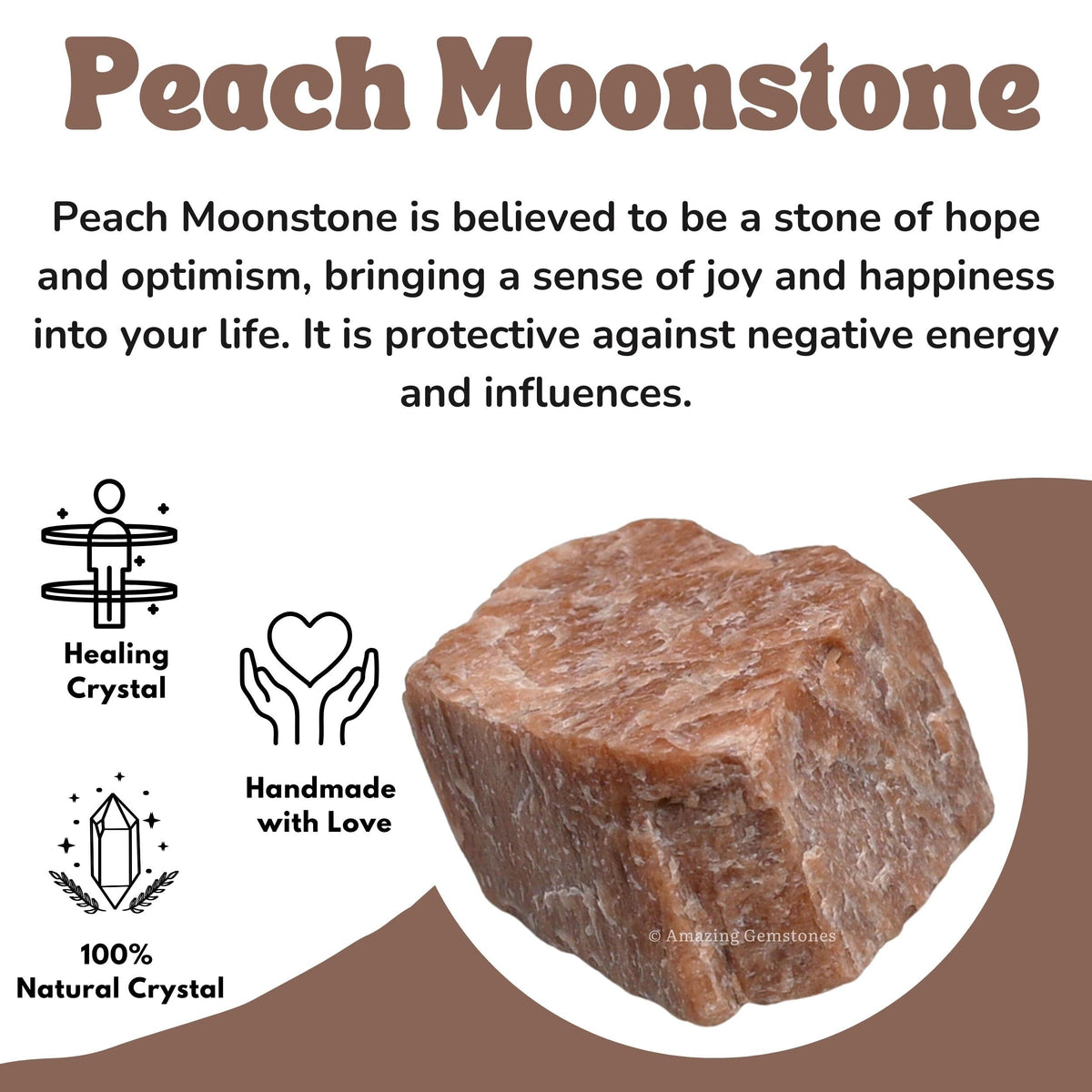 Amazing Gemstone Peach Moonstone Raw Crystals and Healing Stones, Natural Rocks For Tumbling - DIY Raw Stones And Crystals (1 Piece)