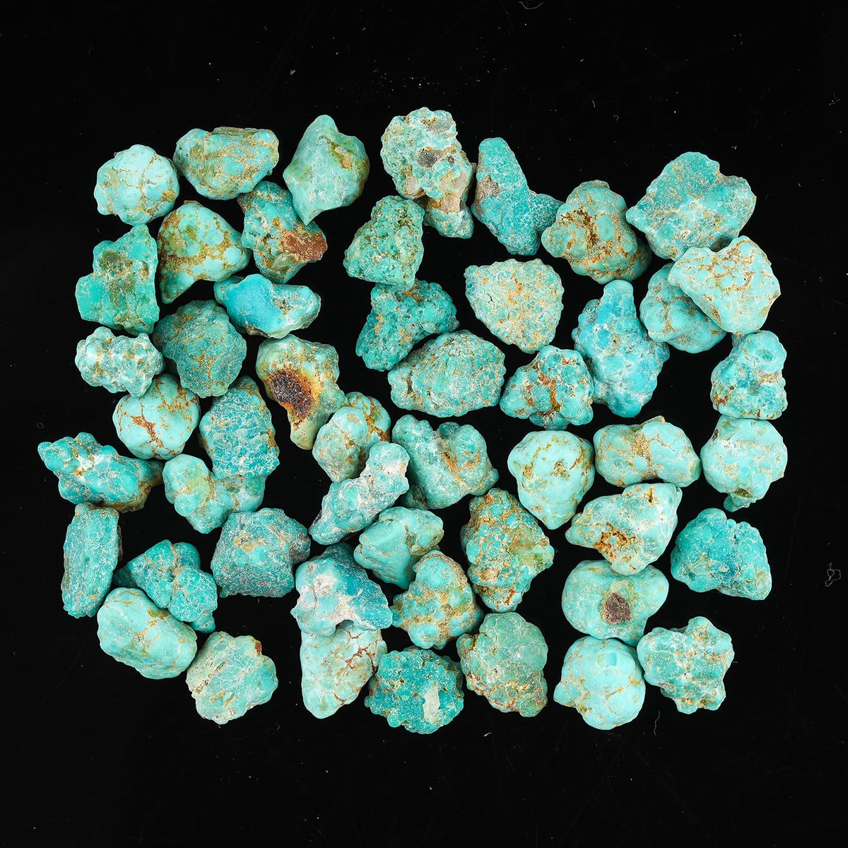 CRYSTALIS Wholesale Bulk 50pcs Arizona Copper Turquoise Natural Raw Crystals, Loose Gemstone Rough Jewelry Making Supply, Chakra Healing Stones, DIY, Gem Collection (90+ carats) (4-8mm)