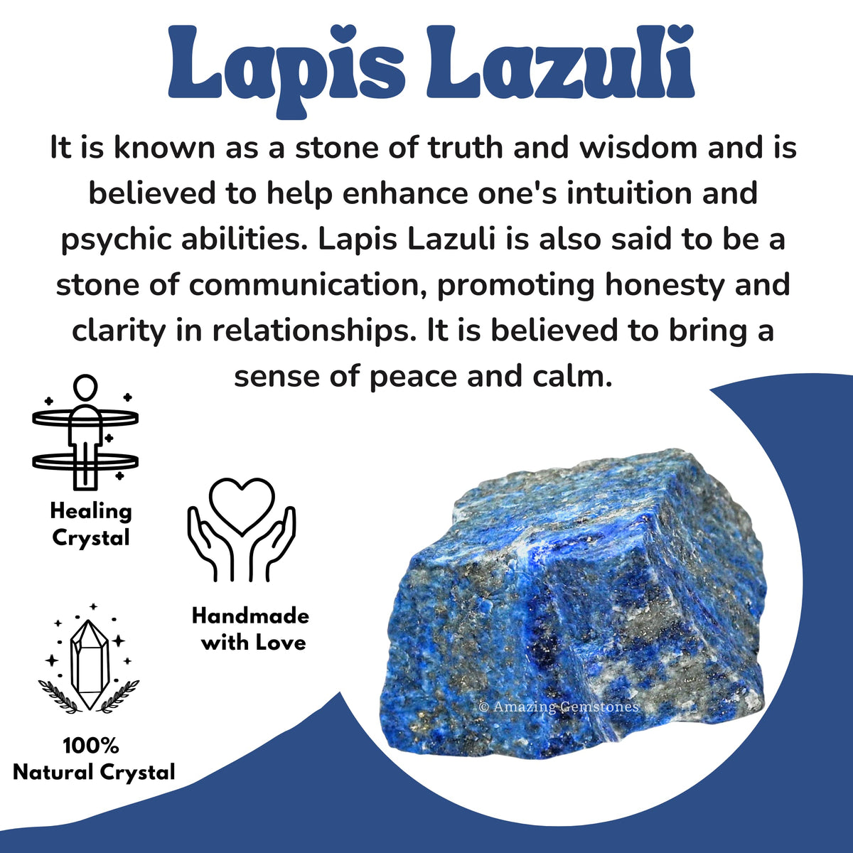 Amazing Gemstone Lapis Lazuli Raw Crystals and Healing Stones, Natural Rocks for Tumbling and DIY Raw Stones and Crystals (5 Pieces)