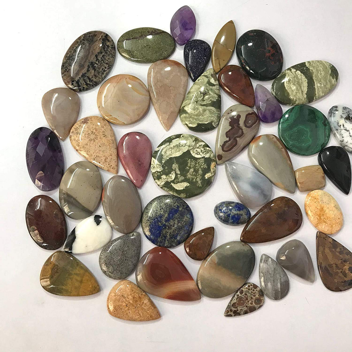 250 carats Natural Mix Semi Precious Gemstones Wholesale Cabochons Lot, Jewelry Making Loose Stones, Decor Specimen, DIY, Wire Wrapping, Healing Crystals, Bulk Gemstone, 6 to 8pcs