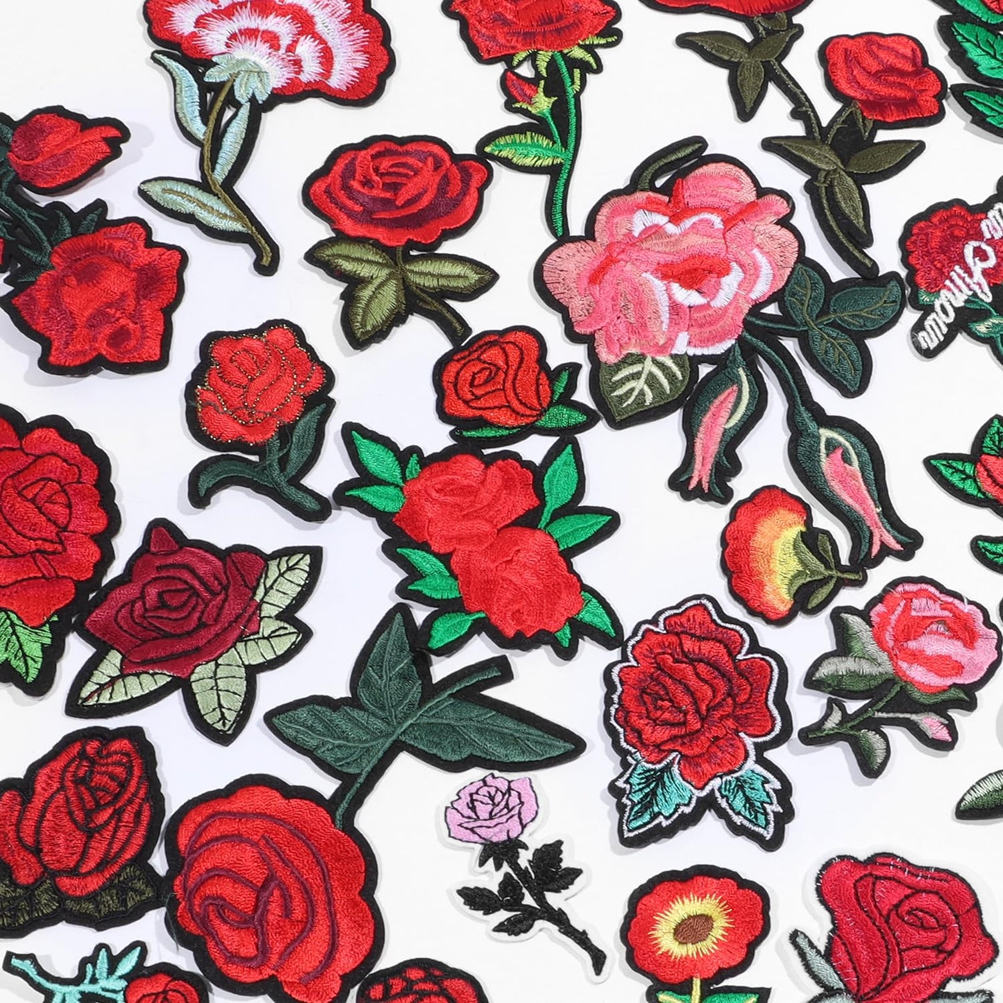 60Pcs Flower Embroidered Patches Random Assorted Styles Iron on Patches Rose Flower DIY Sew Applique Repair Patch for Clothes DIY Accessories