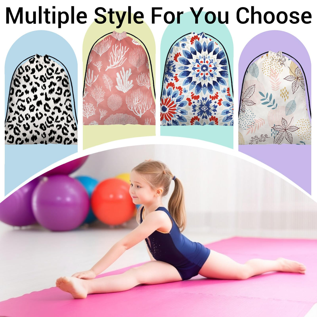 GAIIIIYOU Gym Grip Bag Coastal Coral Lightweight Ocean Print Small Grip Bags for Fitness
