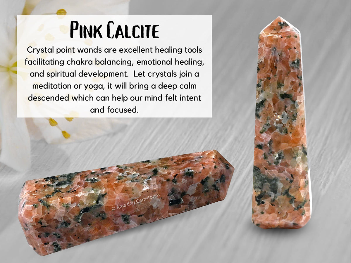Amazing Gemstone Pink Dotted Calcite Crystal Towers ~ Natural Healing Crystal Point Obelisk for Reiki Healing and Crystal Grid (2 to 3 INCH)