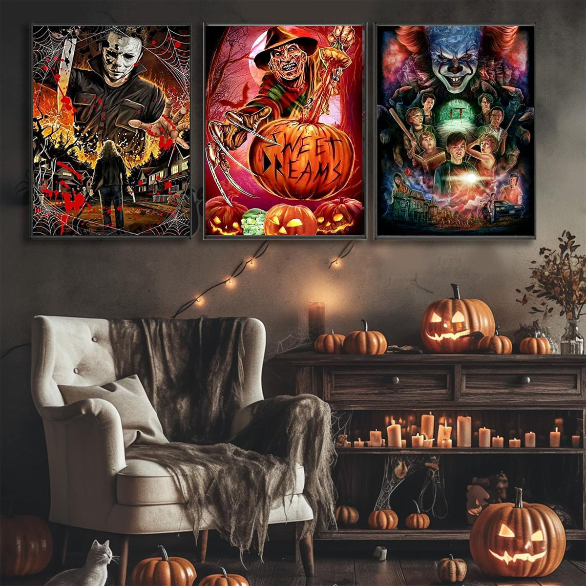 Sretoul 6 Pack Halloween Diamond Art Kits for Adults, Diamond Painting Kit Beginners Halloween, Horror 5D Gem Art for Adults with Round Gem Painting Gift Home Wall Decor 12x16 Inch