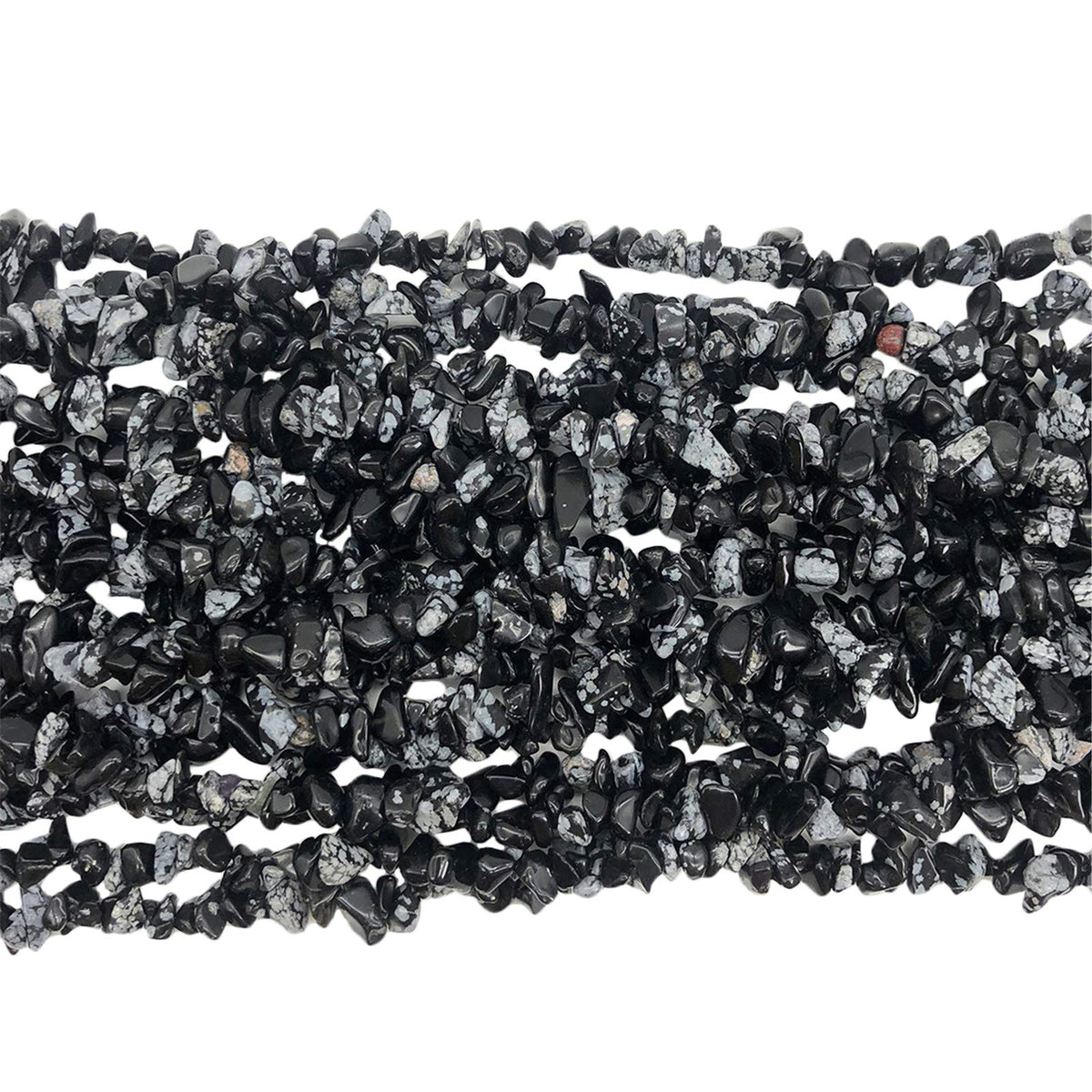 Fekuar 64" Irregular Tumbled Snowflake Obsidian Chip Beads for Jewelry Making, Healing Crystal Drilled Loose Bead Strand DIY Craft Supplies, 5-8mm
