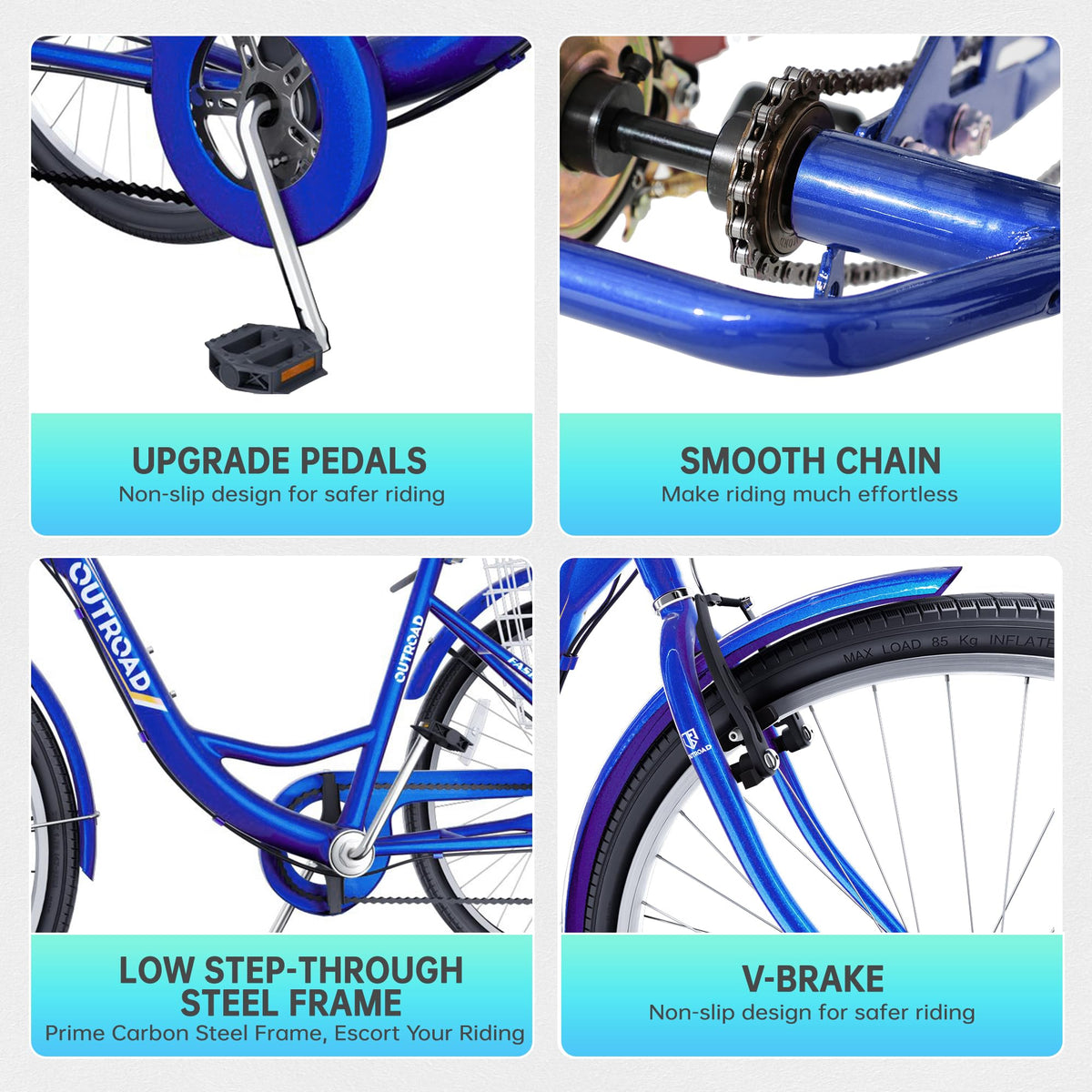 MarKnig Single Speed Adult Tricycle, 3 Wheel Bikes with Large Basket, Cruiser Bike for Women/Men/Seniors, Adult Trike for Outdoor/Shopping/Recreation/Picnic(26Inch Blue)