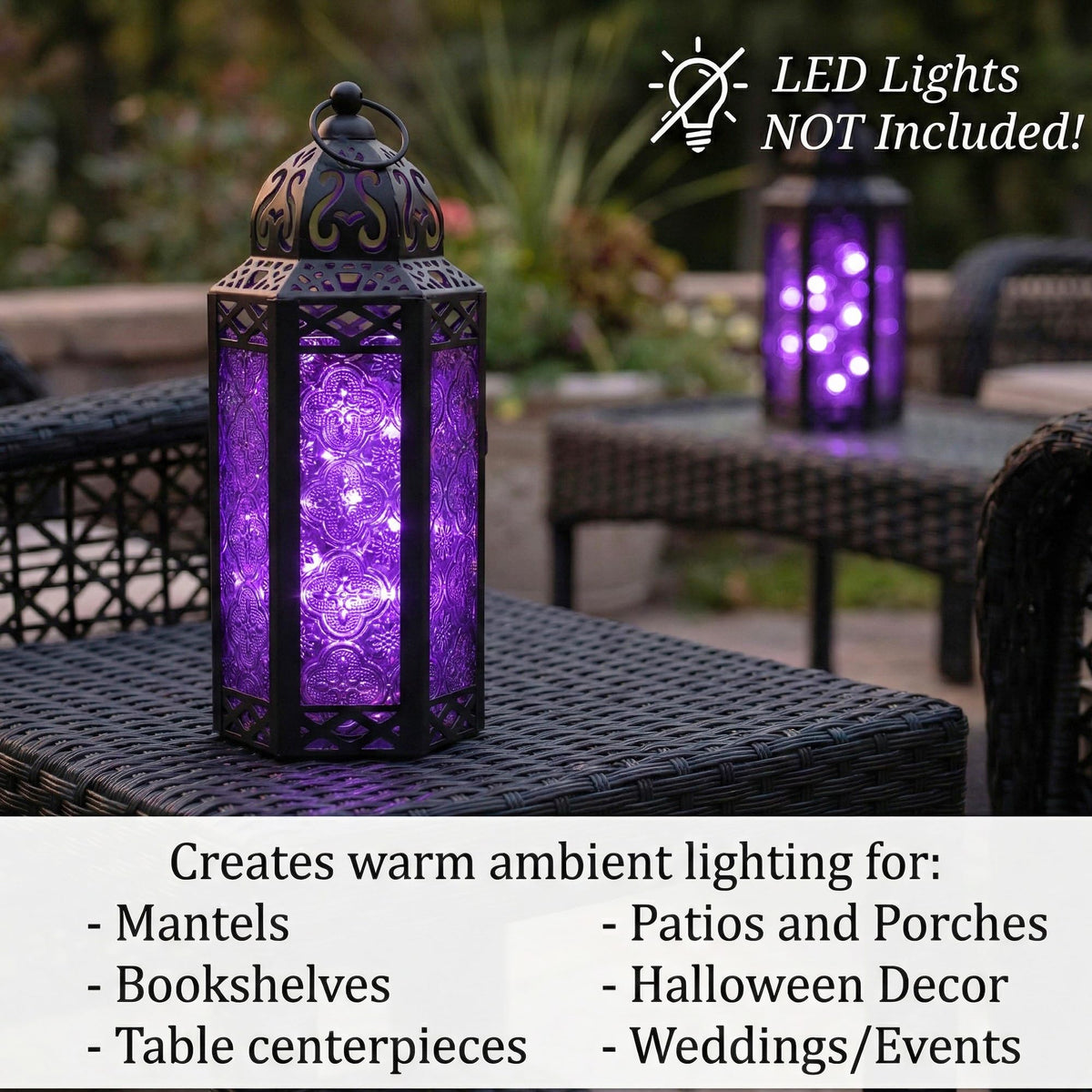 Vela Lanterns Decorative Indoor Moroccan Gothic Candle Holder, Purple, M