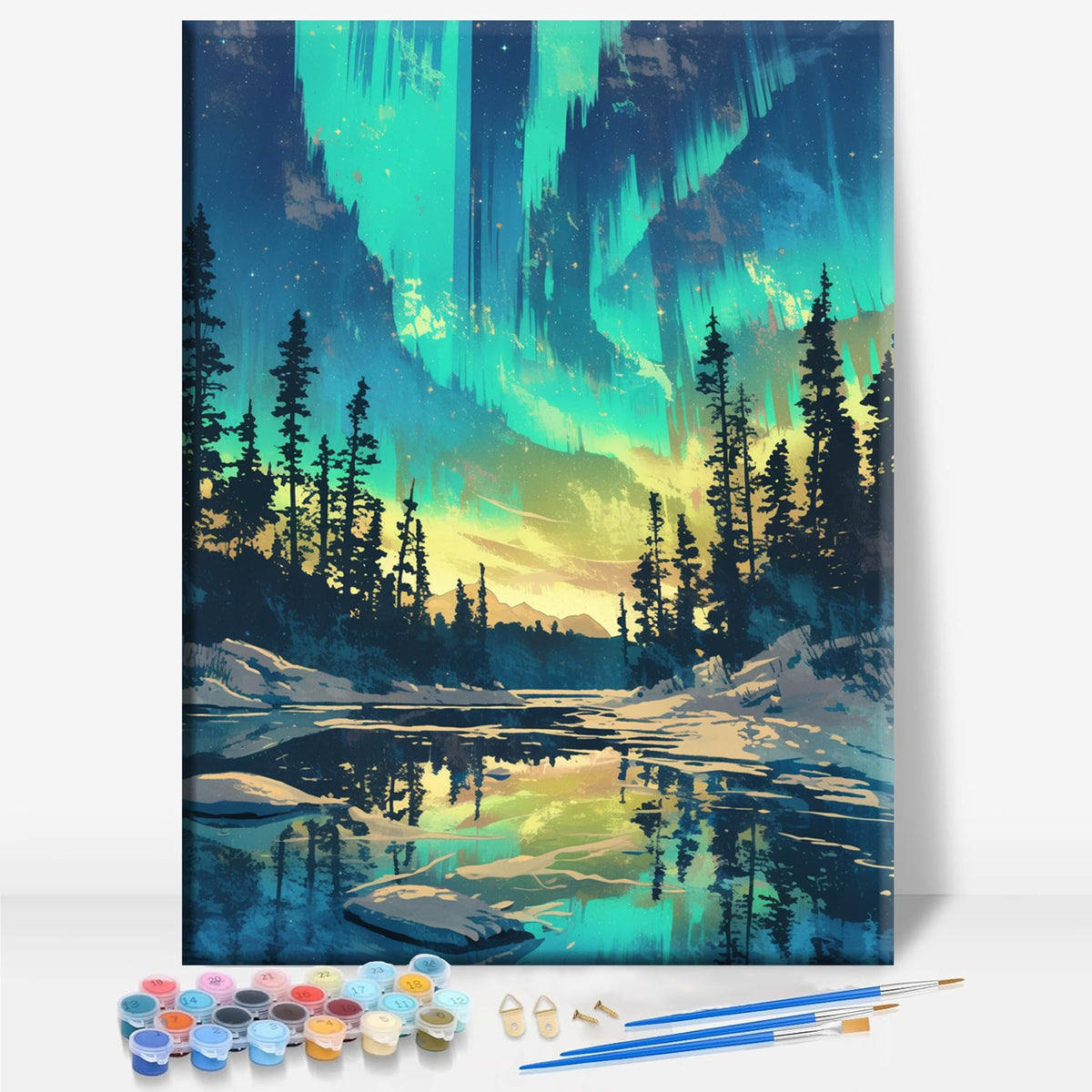 Aeontinity Voyageurs Minnesota National Park Framed Canvas DIY Paint by Numbers Kit Bar Cafe Cave Home Room Wall Bathroom Porch Patio Decor Gift, 16 x 12 Inch