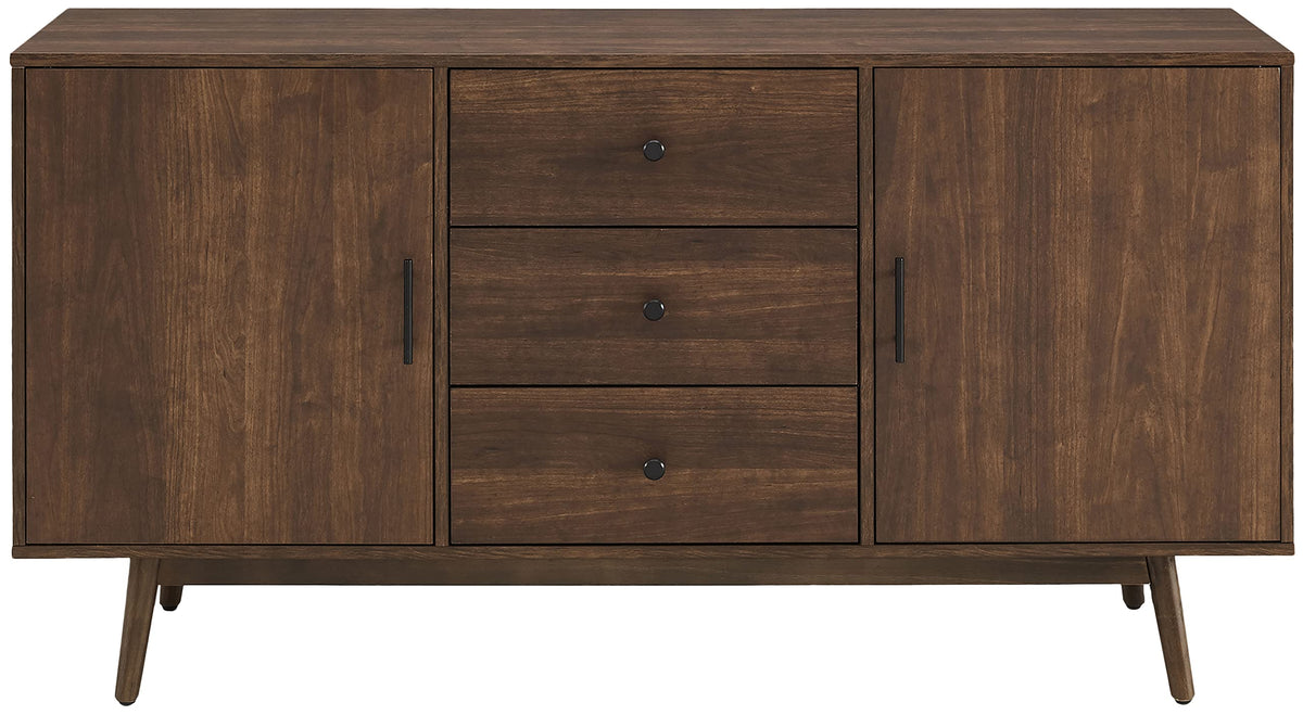 Crosley Furniture Lucas Mid Century Sideboard Buffet Cabinet with Storage, Brown