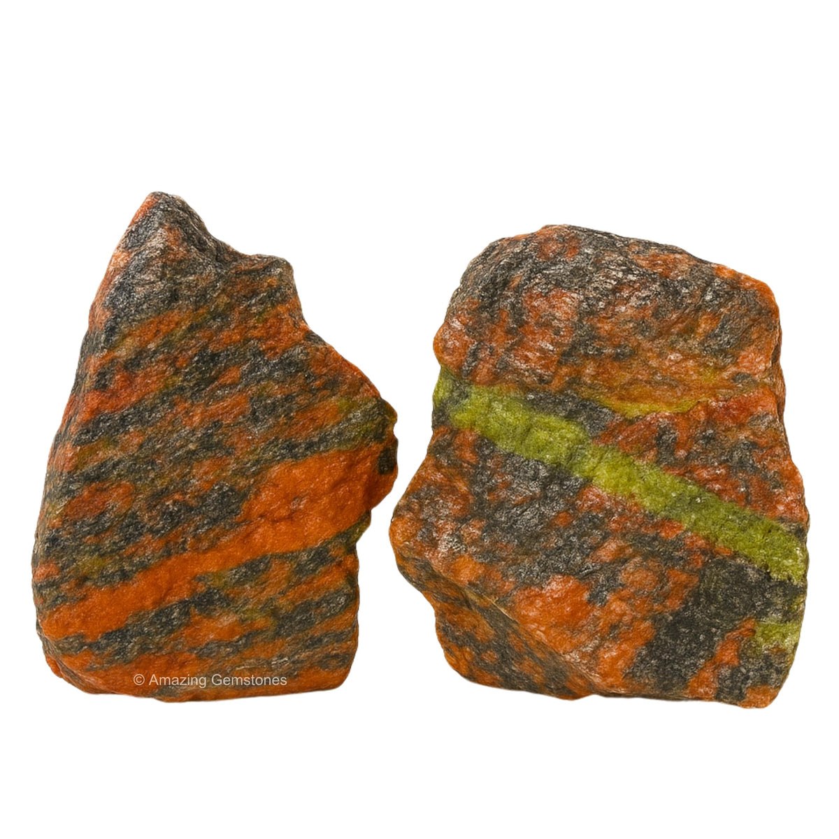 Amazing Gemstone 2 Pieces Unakite Raw Crystals and Healing Stones, Natural Rocks for Tumbling and DIY Raw Stones and Crystals