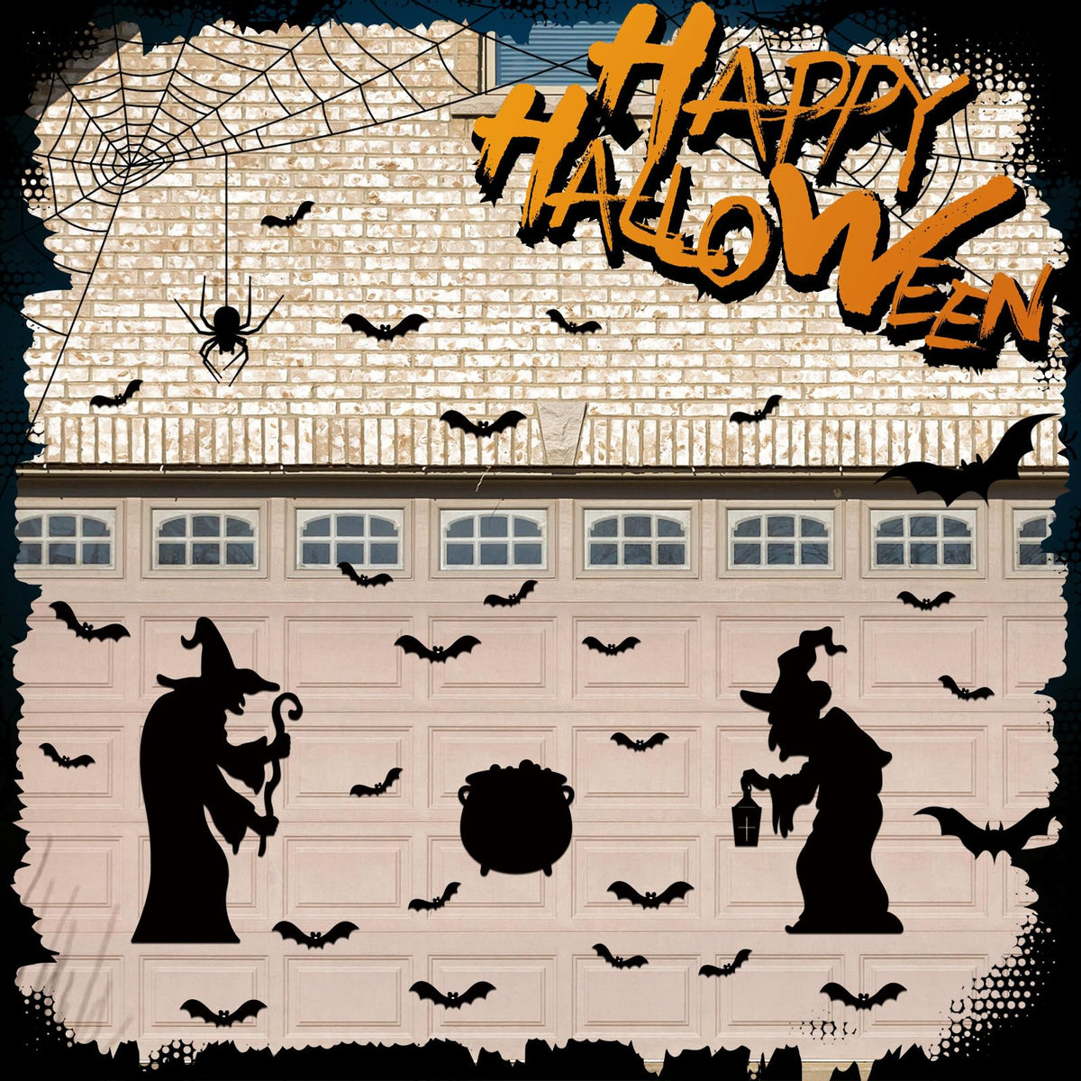 BBTO 24 Pcs Halloween Garage Door Decoration Waterproof Witch Halloween Fridge Magnet Bats Refrigerator Magnets Magnetic Decal for Metal Kitchen Garage Car Party Supplies Outdoor Decorations