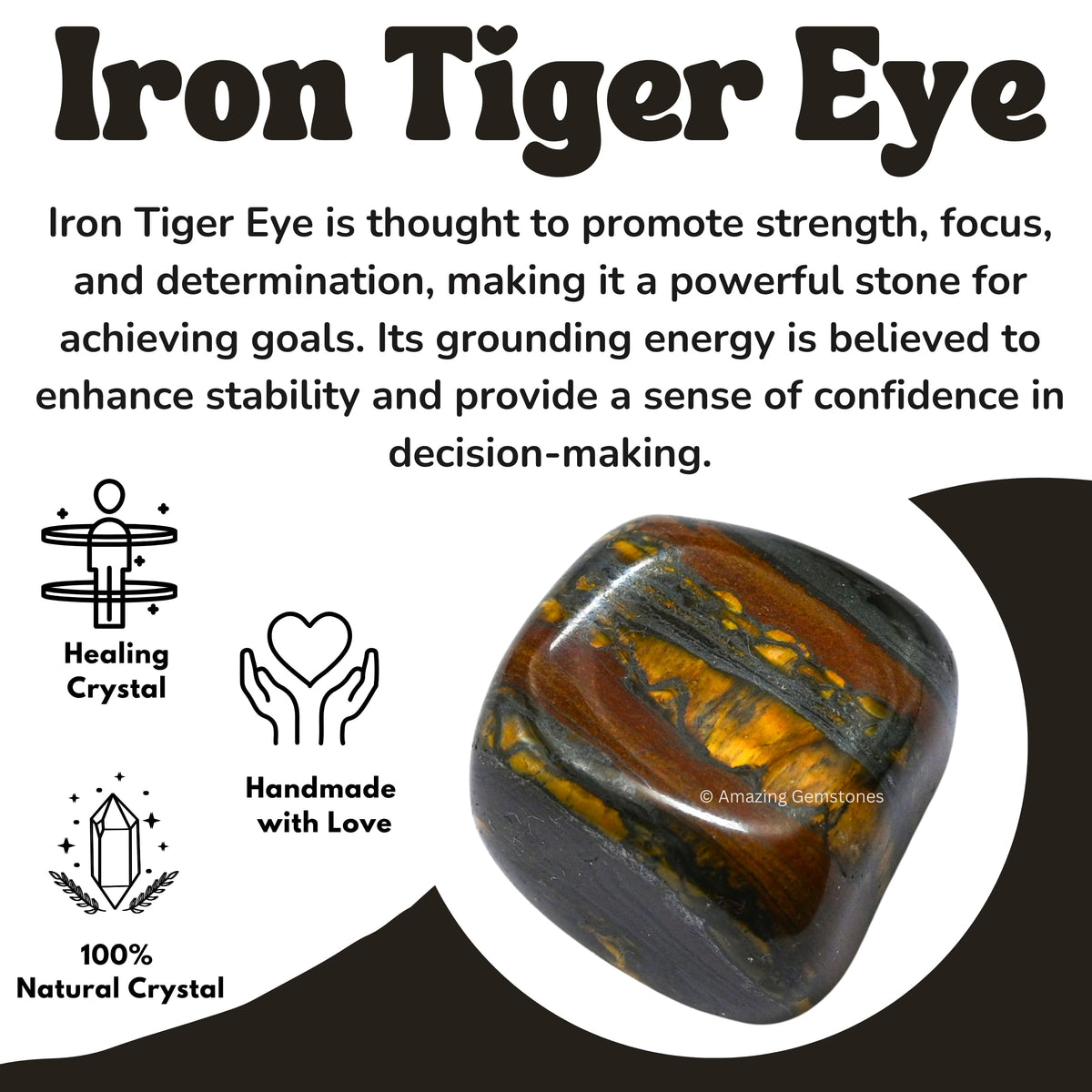 Amazing Gemstone Iron Tiger Eye Crystals and Healing Stones Tumbled - 1000+ Carats Iron Tiger Eye Stone, Healing Stones for Energy Balance, Stress Relief - Premium Polished Gems Rocks for Meditation