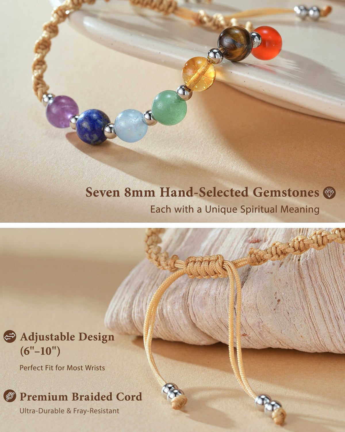 KOXMOON Chakra Bracelets for Women Crystals and Healing Stones Crystal Bracelet for Women Healing Crystals Meditation Relaxing Gifts for Womens Bracelets Anxiety Relief Items 7 Chakras