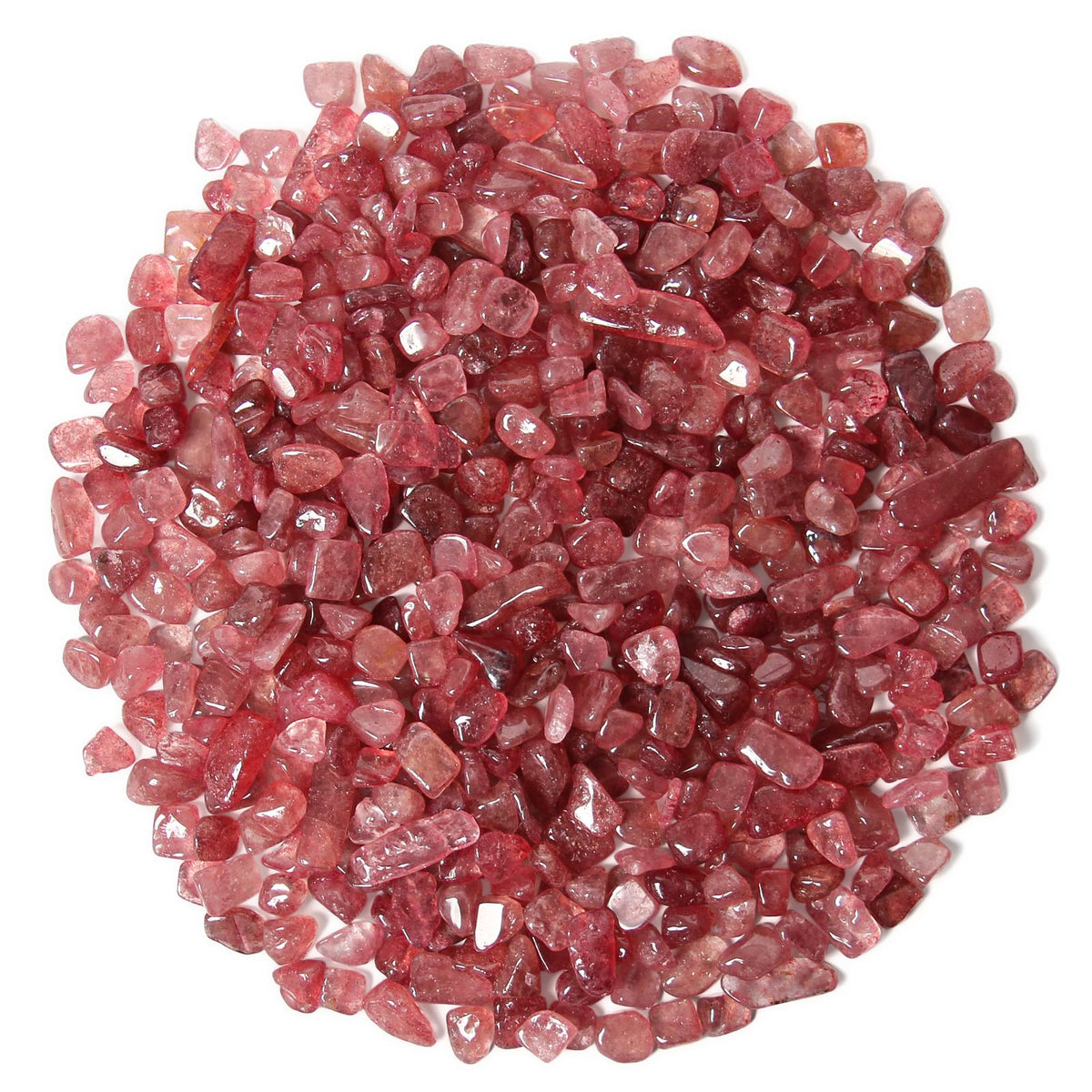1.1lb Natural Crushed Red Strawberry Quartz Crystal Tumbled Chips-Healing Crystals Chips Bulk, Crushed Crystal Gemstones for Crafts, Beautiful Package for Gift(Red Strawberry Quartz)