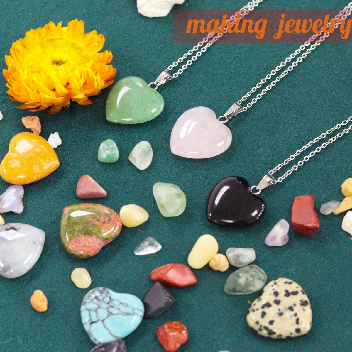15PCS Natural Heart Healing Crystals Love Stones Rose Quartz Clear Quartz Tiger Eye Heart Set Bulk Polished Pocket Palm Thumb Gemstones Meditation Chakra Reiki Energy Balancing 0.8 inch