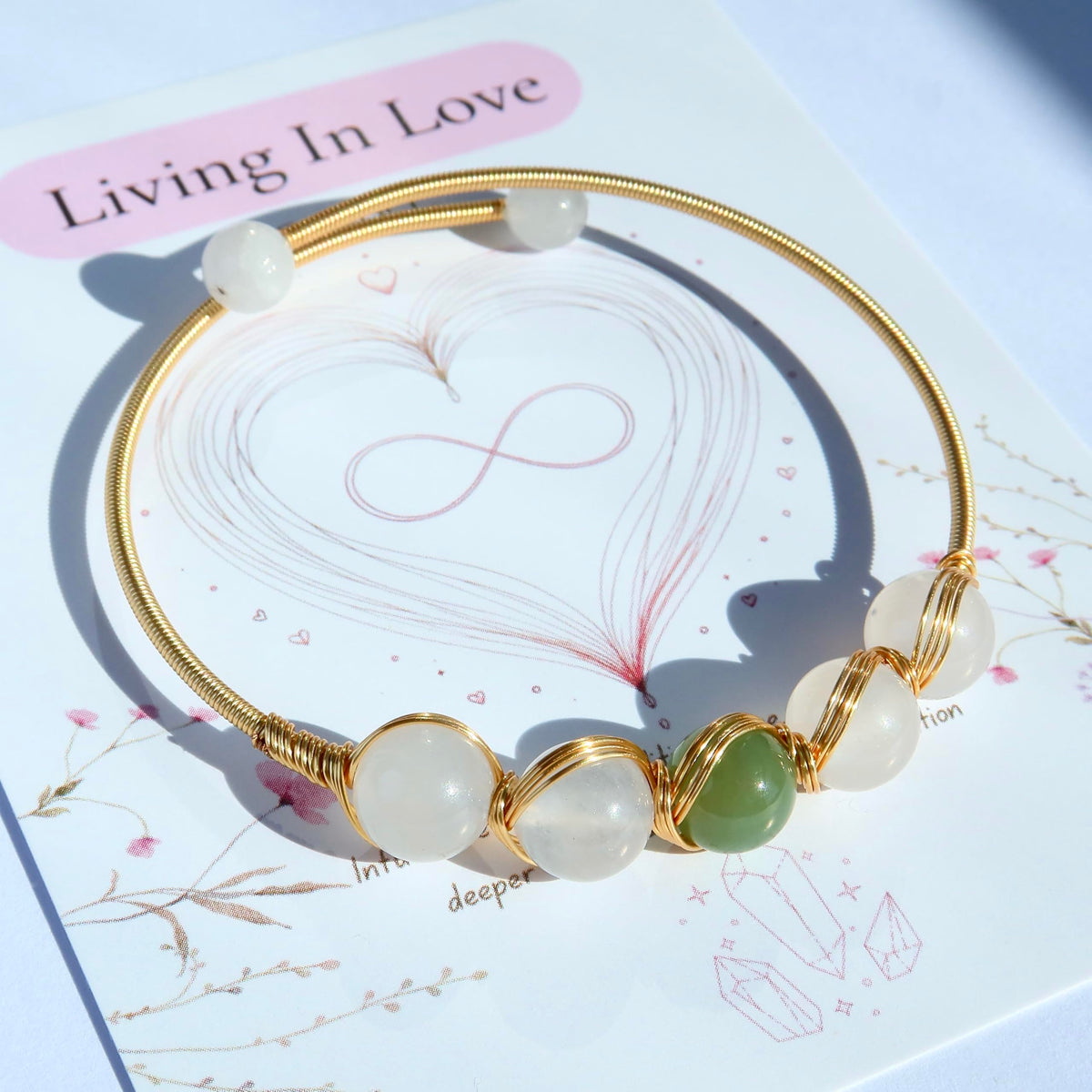 PSEEHEE Handmade Genuine Jade Bracelet 14k Gold Filled Wire Wrapped, Feng-shui Stone Chakra Healing Gemstone Crystal Beads Adjustable Bangle Cuff Jewelry Gift for Women