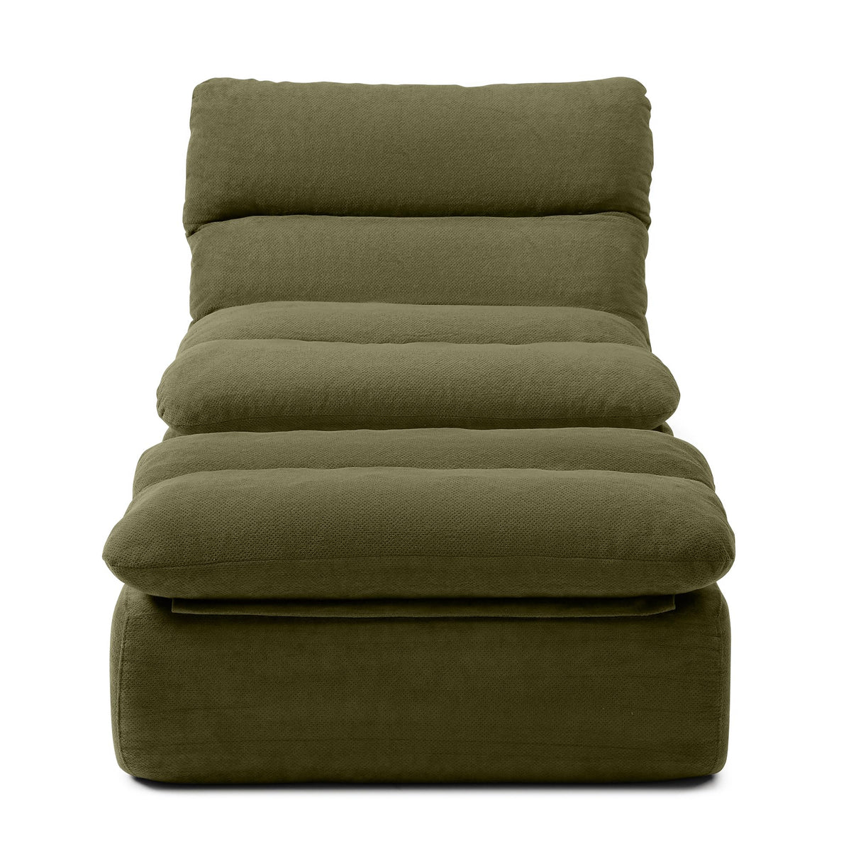 KEIKI 32" Bean Bag Chair with Ottoman, Upholstered Chaise Lounge Chair with High Density Foam, Tufted Lazy Sofa for Living Room, Bedroom (Green)