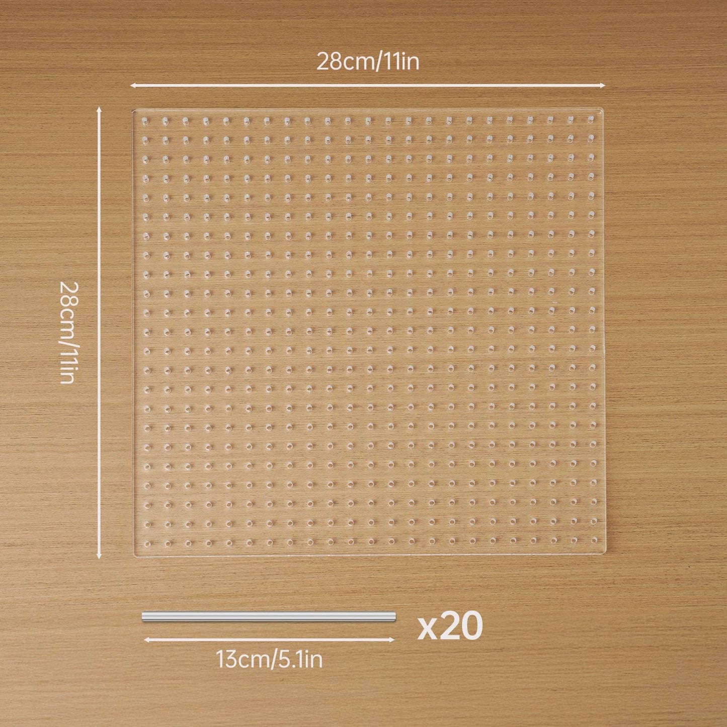 NiHome Clear Acrylic Crochet Blocking Board Kit for Crochet, Weaving, Craft Projects, 11"x11" with 529 Precisely Spaced Holes and 20 Stainless Steel Pins, Suitable for Beginners and Craft Enthusiasts