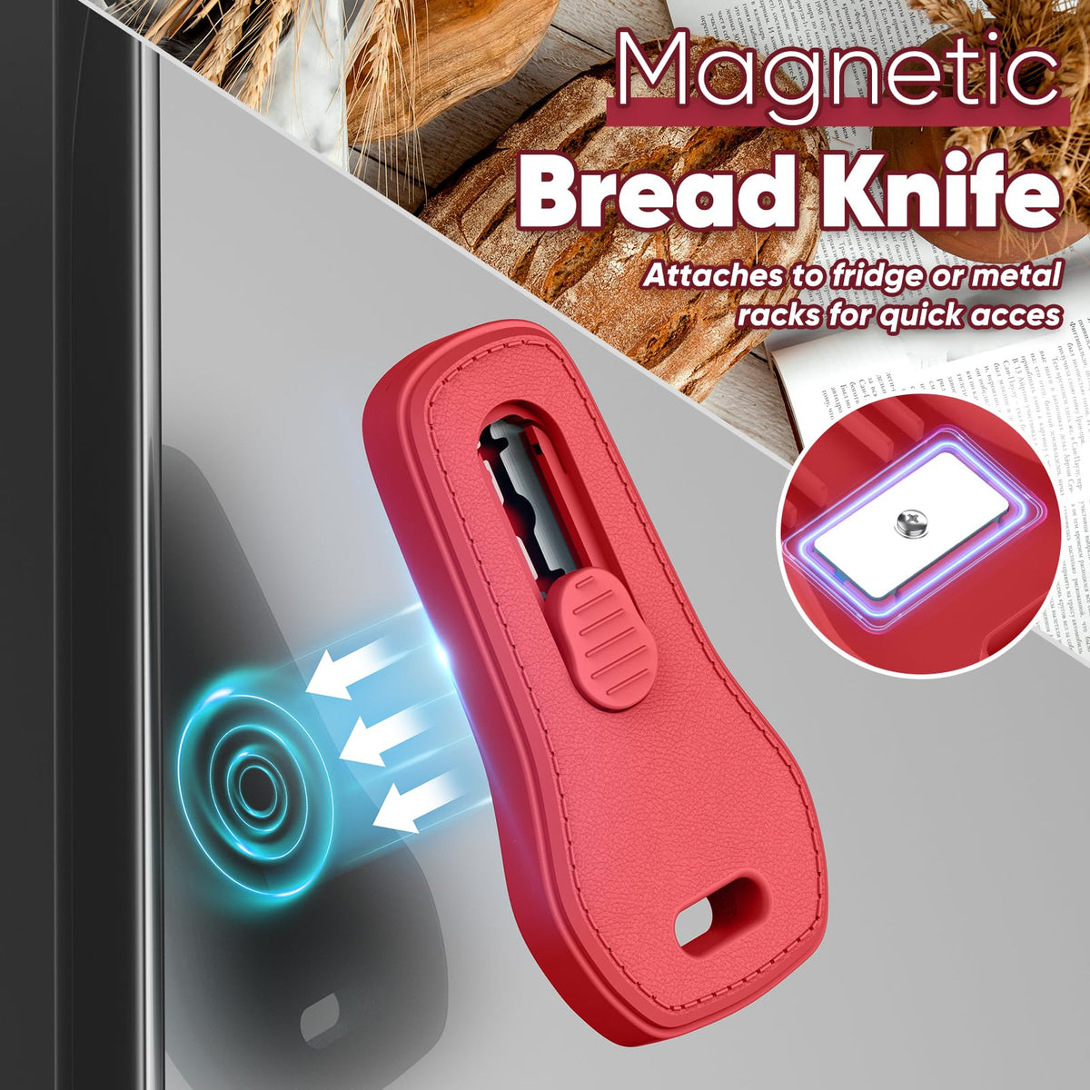 24SHEN Bread Lame, Sourdough Scoring Tool with Extractable & Magnetic, Sour Dough Tools Sourdough Cutter for Homemade Bread Making, Scoring Knife Include 5 Razor Blades-Blue & Red
