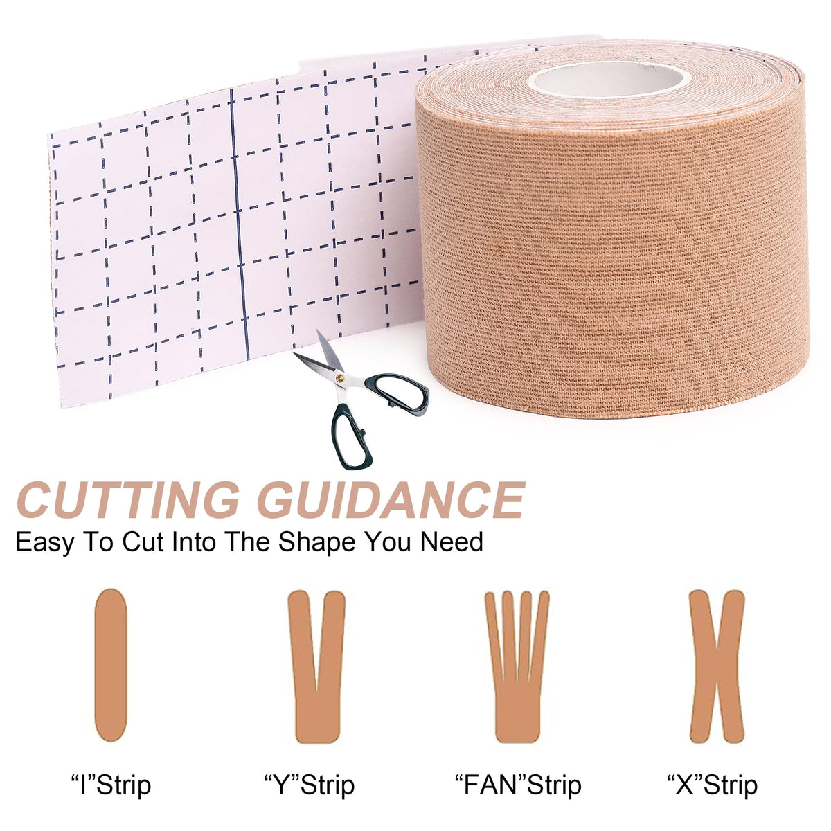 Kinesiology Tape 6 Rolls, Waterproof Kinetic Tape Muscle Tape for Injured Muscle Recovery & Joints Support, 2 Inch x 16.4 Feet Roll (Beige, Black, Blue)