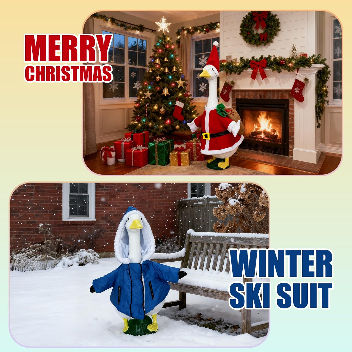 Lafans 8 Set Holiday Porch Goose Outfits Kit for Year-Round Decor: Christmas, Halloween, Thanksgiving, 4th of July, Valentine‘s, Easter, St. Patrick’s Day & Winter Ski Suit(23inch)