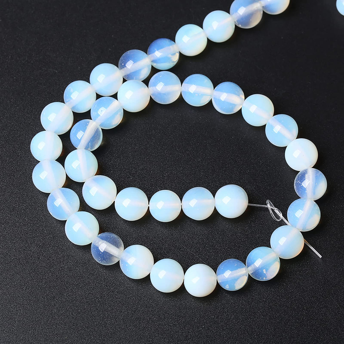 10mm 36pcs AAA Natural Stone Beads White Opal Round Loose Crystal Energy Healing Power Stone Beads for Jewelry Making DIY Bracelet (10mm, White Opal Stone)