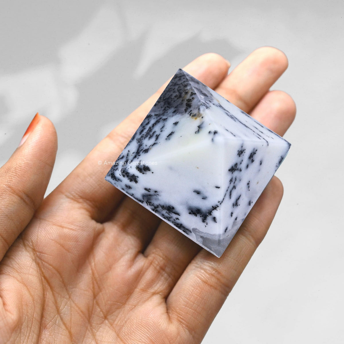 Amazing Gemstone Dendrite Opal Pyramid Crystal Healing Stones - 1.5" Great Pyramid Figurine of Natural Stone Pyramid for Meditation, Reiki, Chakra Balancing and Crystal Pyramids Grid