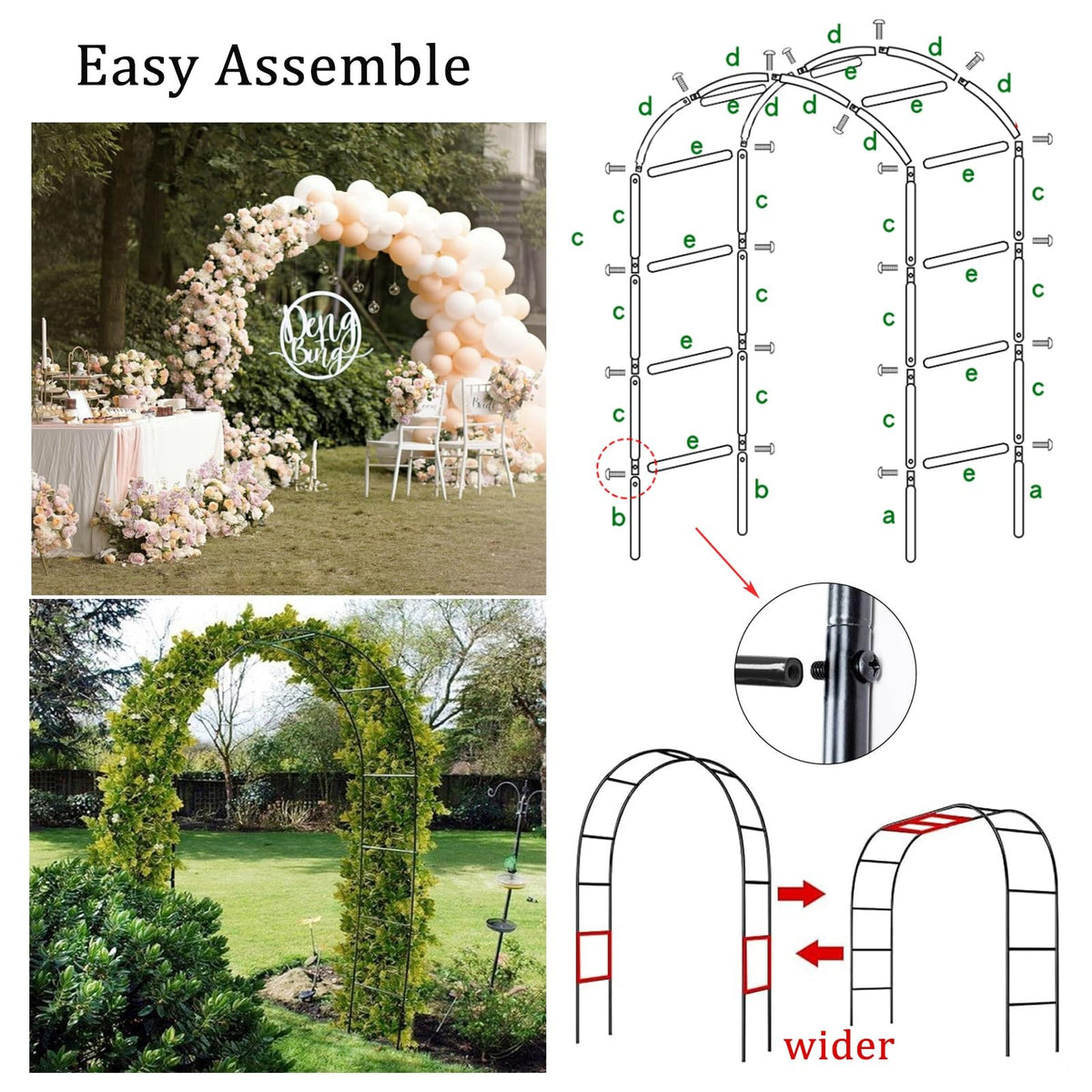 Metal Garden Arch Pergola Trellis for Climbing Plants Wedding & Event Decor Roses Bridal Party Backdrop Stand Flower Arch Arbor Outdoor Garden Trellis for Various Climbing Plants 2