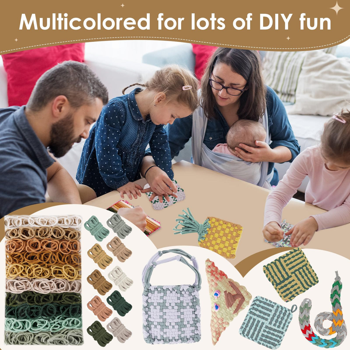 800 PCS Weaving Loops 7” Traditional-Sized Neutral Themed Potholder Loom Refill Loops for Kids and Adults Rainbow Knitting Loops Weaving Flexible Loom Kit Elastic Ideal for Girls Ages DIY Crafts