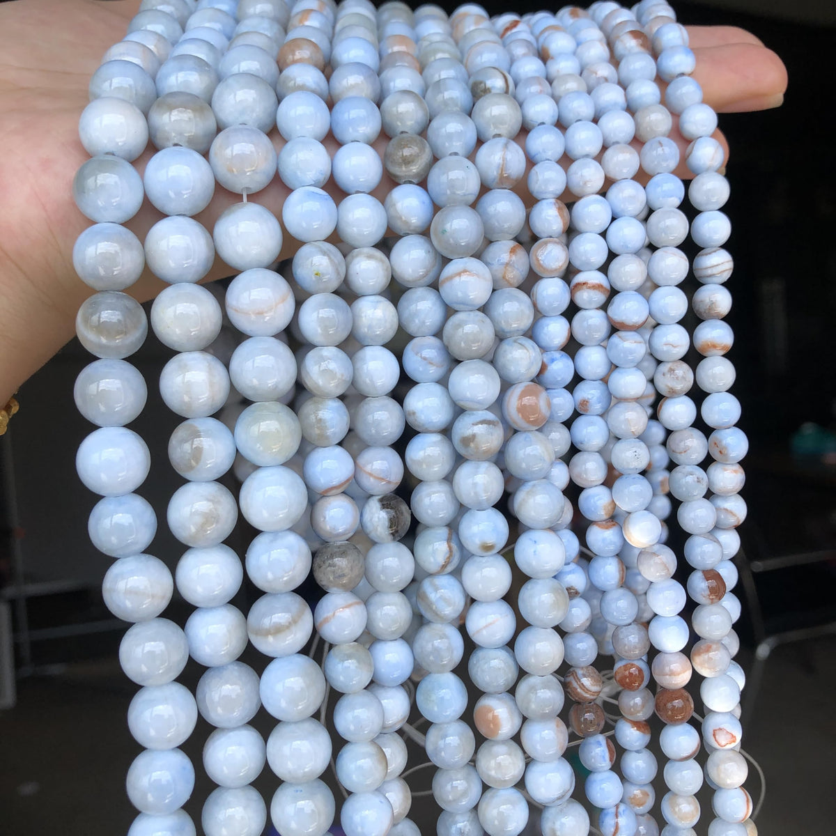 Yochus 60pcs 6mm Grayish Blue Persian Jade Energy Healing Round Bulk Gemstone Beads for Jewelry Making Bracelet Necklace Earring DIY