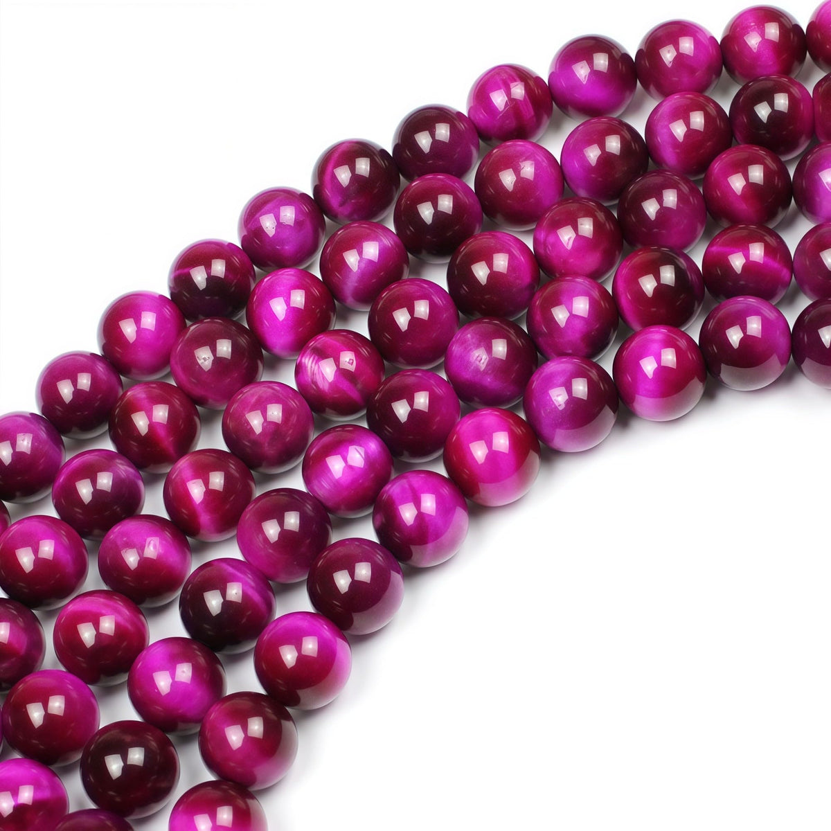 MJDCB Stone Beads 8mm 43pcs Round Rose Red Tiger's Eye Loose Gemstone Bead Charms for Jewelry Making Bracelet Necklace Earring Pendant