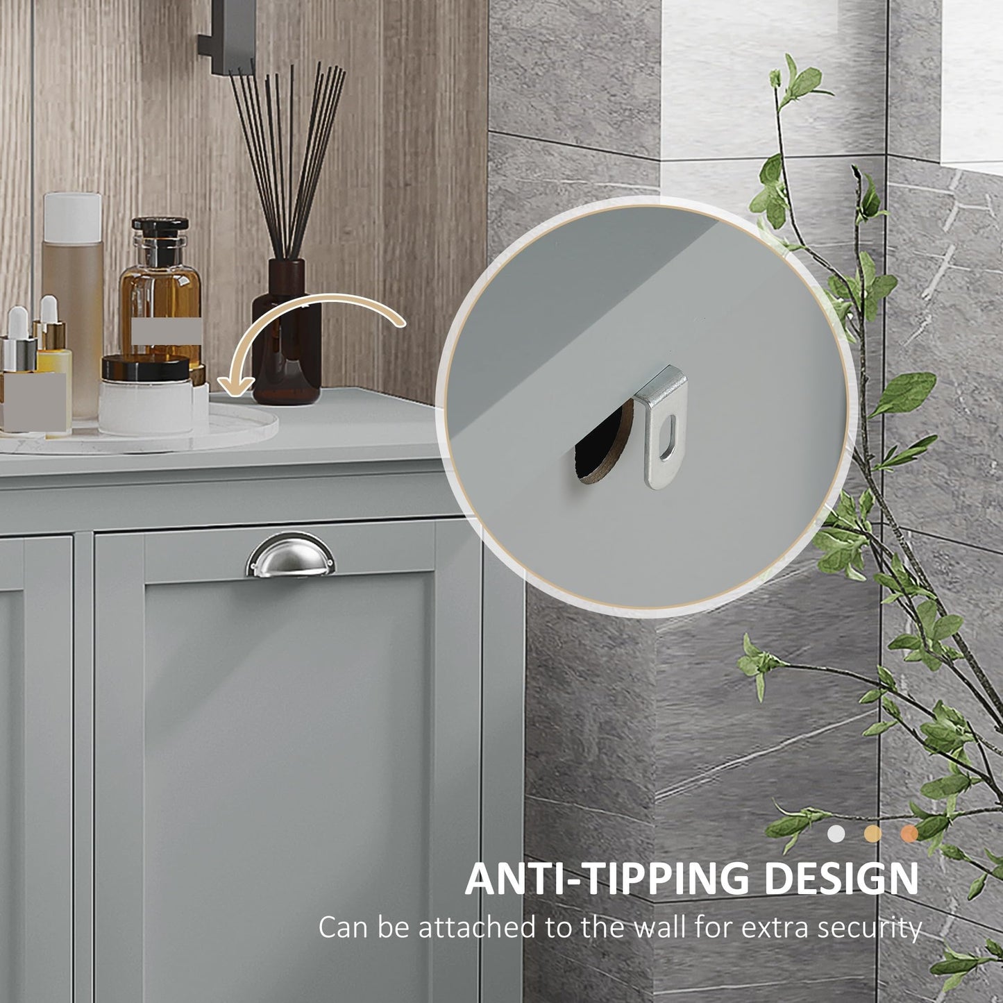 Modern Tilt-Out Laundry Sorter Cabinet, Bathroom Storage Organizer with Two-Compartment Tilt-Out Hamper,for The Kitchen
