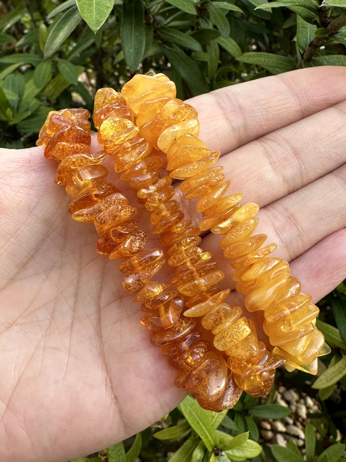 GAF TREASURES Amber Crystal Nugget Bracelet, Genuine Amber Tumbled Gemstone Bracelet, Healing Crystal Bracelet, Gift for Men & Women (1)