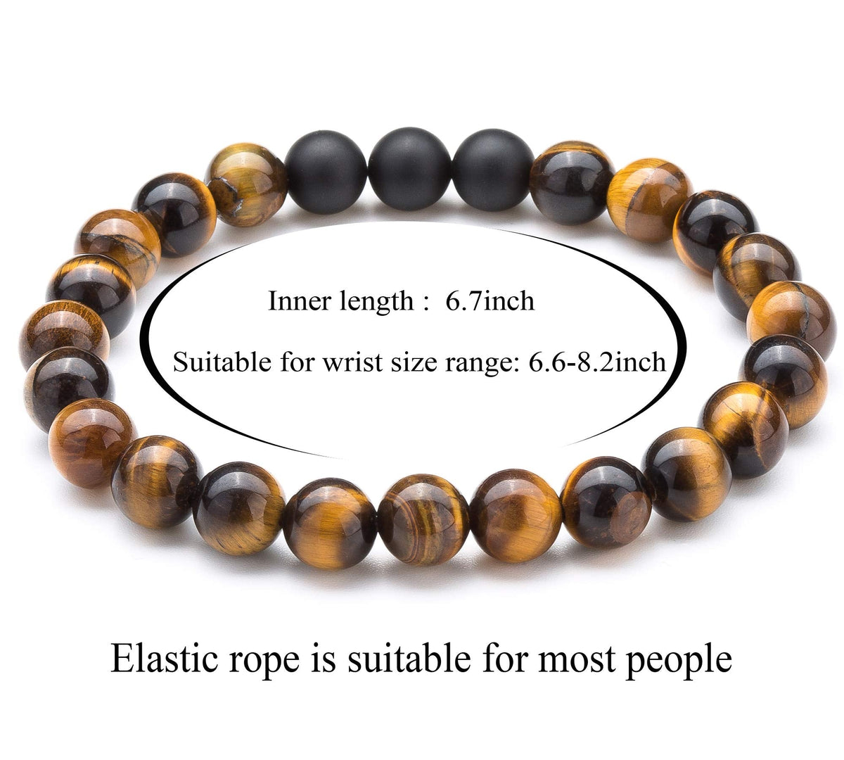 Hamoery Men Women 8mm Tiger Eye Stone Beads Bracelet Elastic Natural Stone Yoga Bracelet Bangle