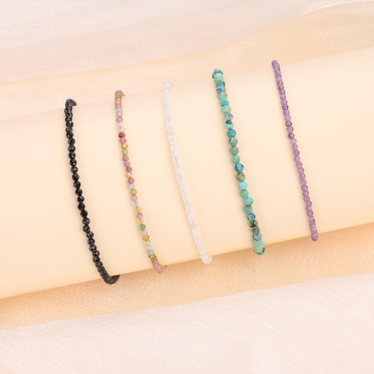 COAI Women's Crystal Bracelet Stone Beaded Moonstone Bracelet for Women 2mm