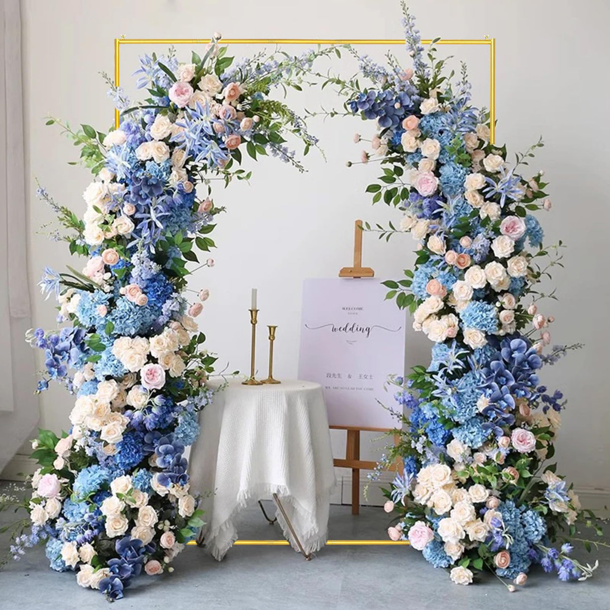 CHUN QIANG CAI DESIGN Metal Wedding Arch Backdrop Stand 6.6x5 FT Gold Square Balloon Arch Frame for Wedding, Birthday Party, Baby Shower Ceremony Decoration