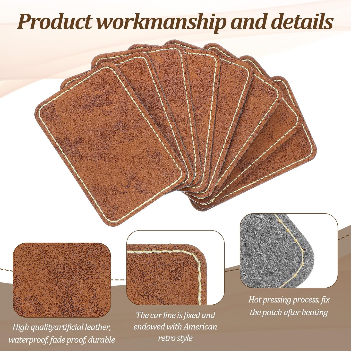 100 Pack Blank Leatherette Hat Patch with Adhesive, Rectangle Laserable Leatherette Patch, Faux Leather Patches for Hats Custom Fabric Repair Sew Laser Supplies (Chestnut, 2 x 3 Inches)
