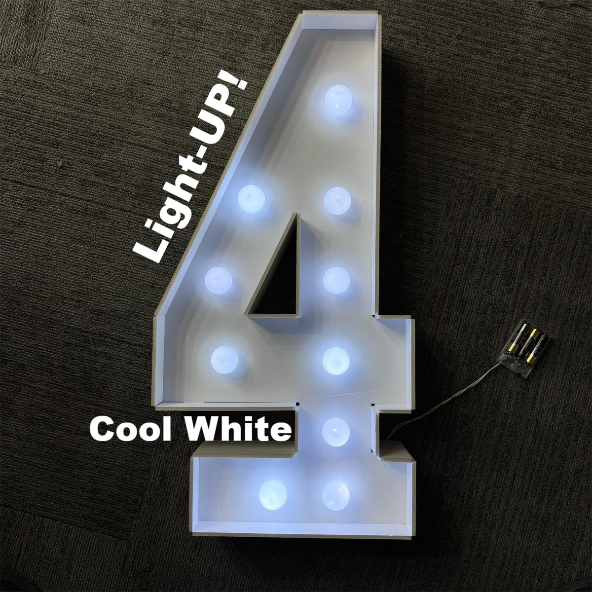 FAYLISVOW 2.4FT/28.74in Marquee Light up Numbers Marquee Number 2 with White Lights for Birthday Party Large Mosaic Frame Letter Cardboard Pre-Cut Giant Cut-Out Thick Foam Board Sign DIY Decorations