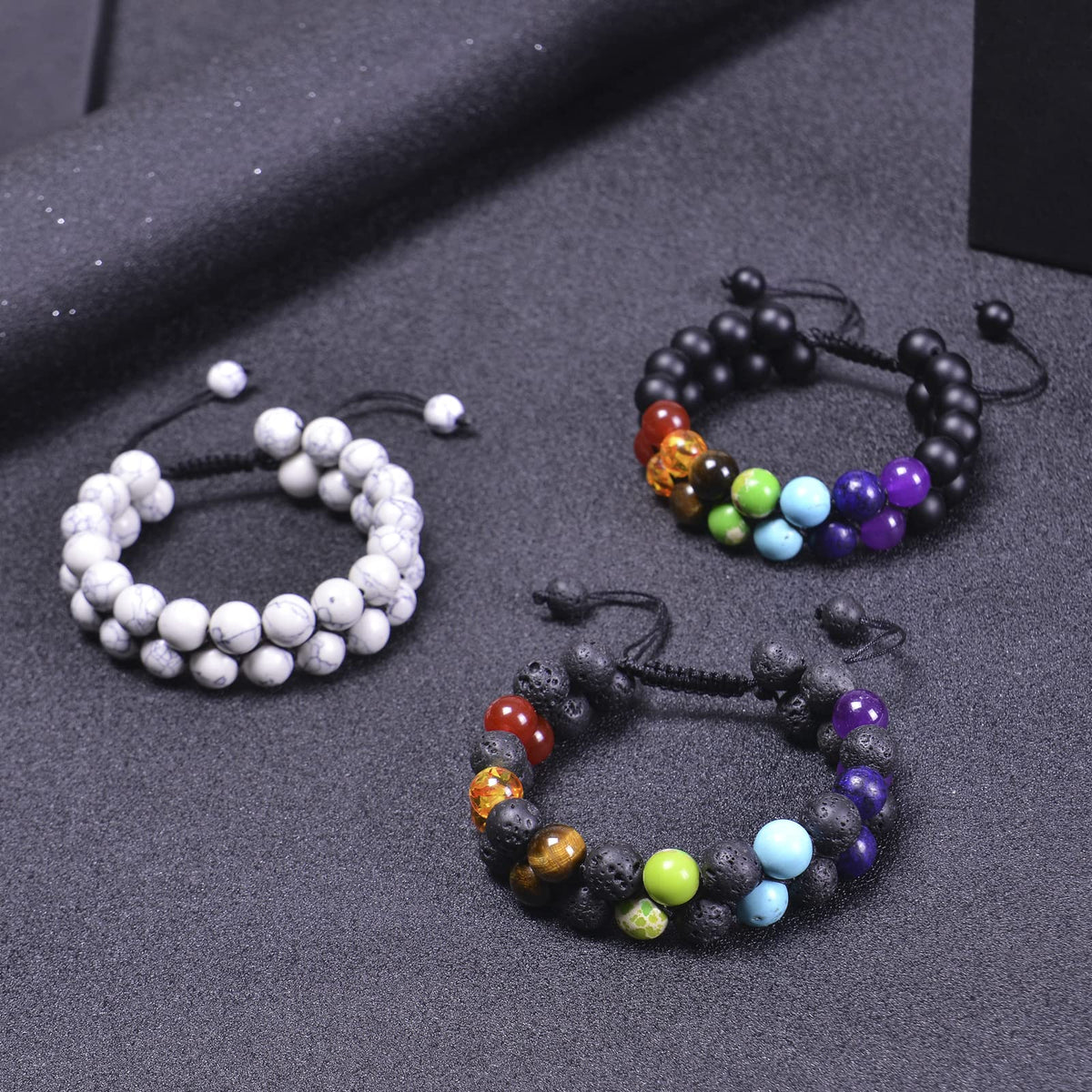 GelConnie Chakra Healing Bracelet Lava Rock 7 Chakra Bead Bracelets Stress Relief Yoga Beads Anxiety Bracelet Aromatherapy Essential Oil Diffuser Bracelet Bangle for Women Birthday Gift