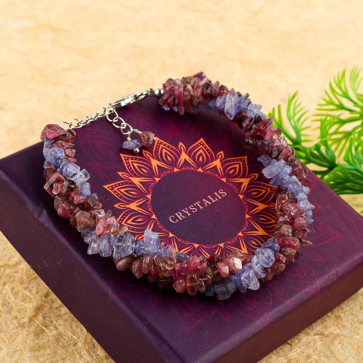 CRYSTALIS Natural Tanzanite & Pink-Tourmaline Beads Braided Rope Crystals Bracelet, Chips Nuggets Beaded Gemstones, Chakra Healing Stones, Womens Gift Jewelry, 925 Sterling Silver Bracelet 8 inch