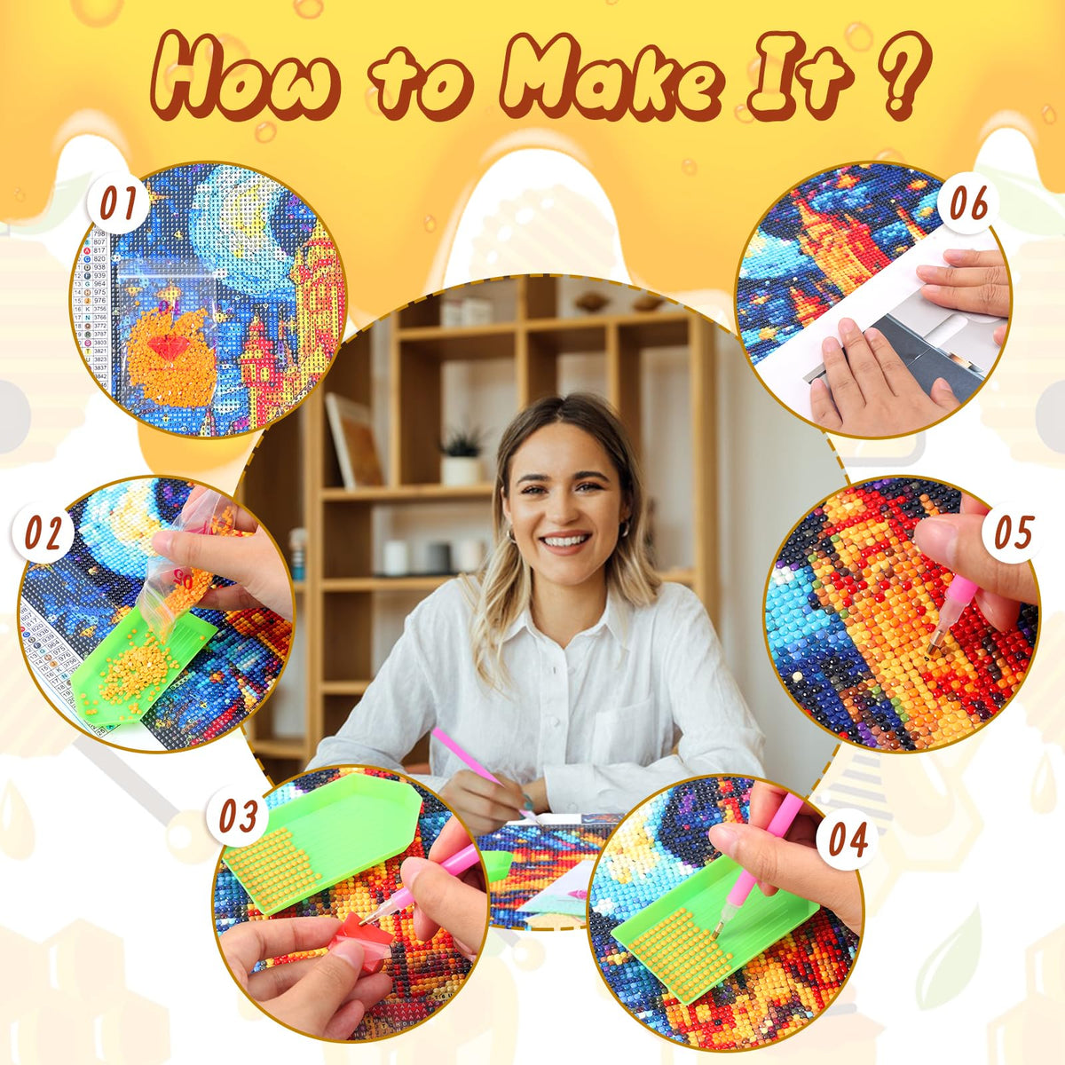 QACEYID Diamond Painting Kits Farm Cow 12x16 inch Full Diamond Canvas DIY Sparkling Gemstone Art Painting, Stress Relief Crafts, for Family Interactive Room Decor Home Decor