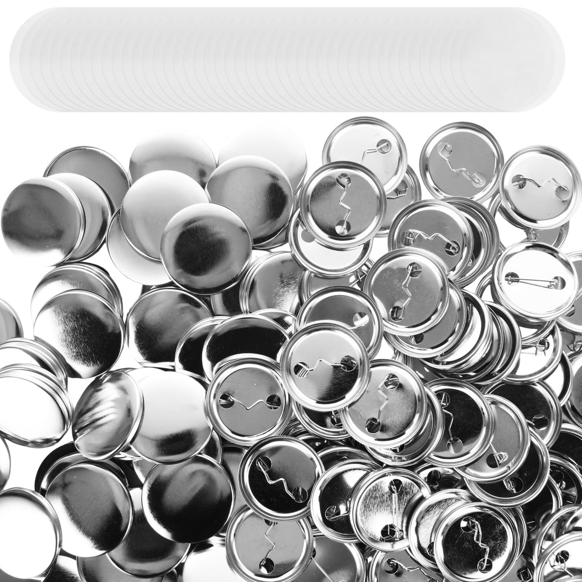 MUXHEL 900Pcs Blank Button Maker Supplies 1.46 Inch/37mm Dia Button Pins Round Metal Blank Badge Parts Metal Covers, Metal Backs& Clear Film for Button Maker Machine, Pin Maker, Badge Button Press