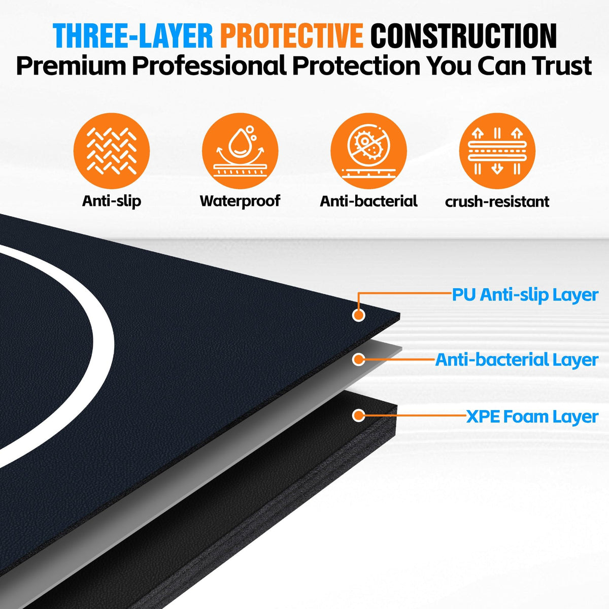 Wrestling Mat for Home Gym, BJJ Jiu Jitsu Wrestling Mats with Thick Foam Padding, Roll Out Martial Arts Training Mat for MMA, Judo, Grappling & Boxing Practice, 10' x 10' / 10' x 6.5' (10ft * 6.5ft * 1.2in)