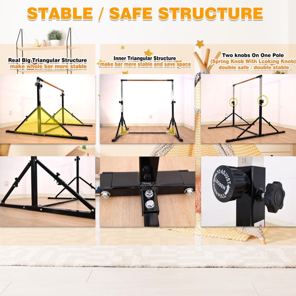 Marfual 5 Ft Fold Gymnastic Bar with Mat Kip Bar with Mat with Professional 4 Ft Width for Kids and Girl and Teenage Home and Club Use