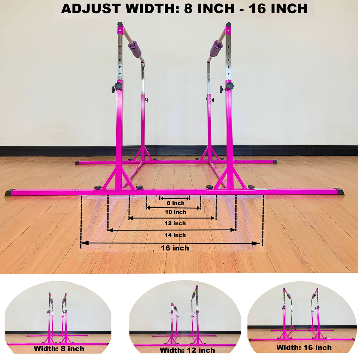 MARFULA Gymnastics Double Horizontal Bars 3Play Parallel Bars Uneven Bars Gymnastics Training Kip Bar with 304 Stainless Steel Regulating Arms & Fiberglass Rail for Indoor Outdoor Home Club Use