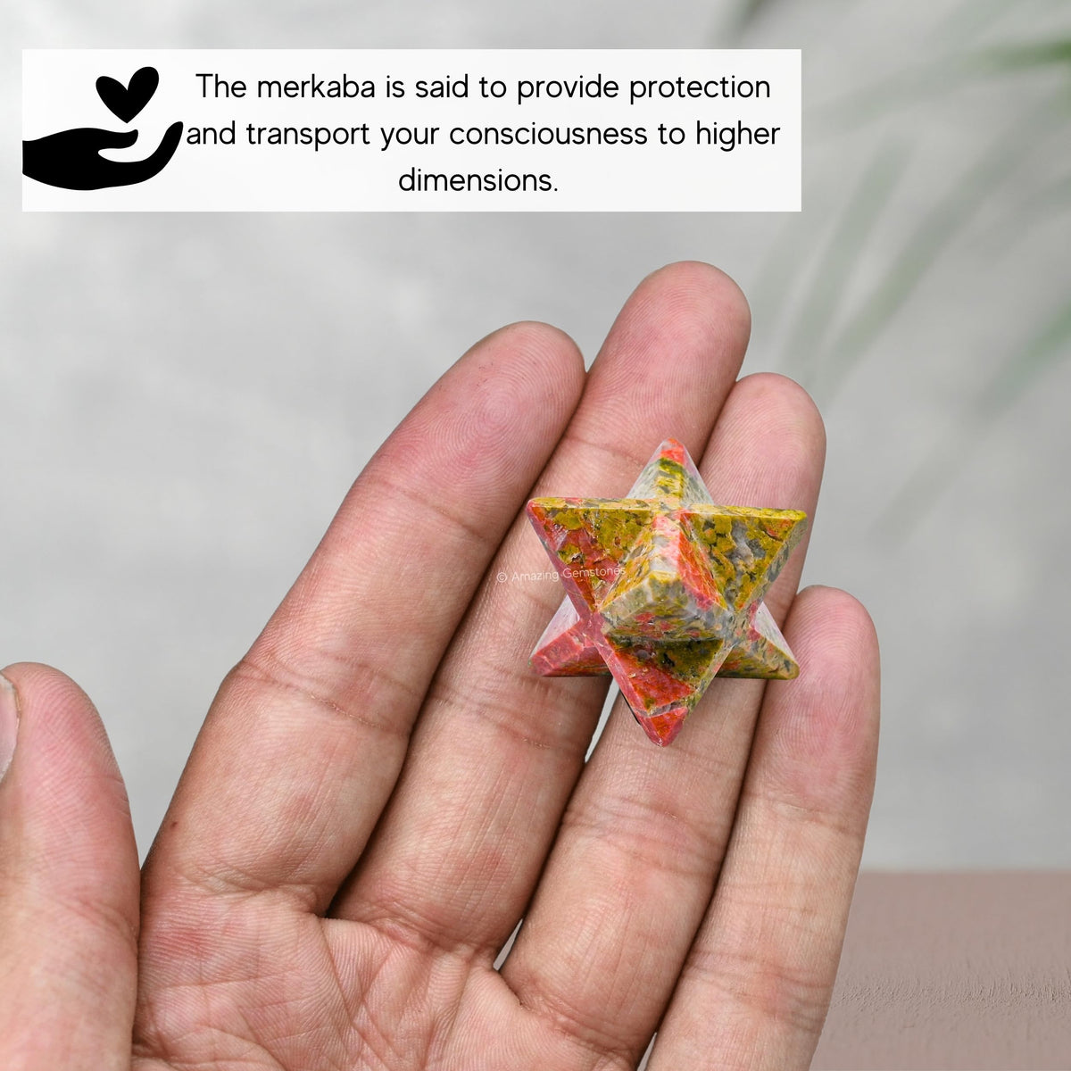 Amazing Gemstone Unakite Merkaba Crystal - 1 Inches Metaphysical Merkaba Star for Meditation - Energetic Tetrahedron Crystal and Healing Stones and Healing (20-25mm)