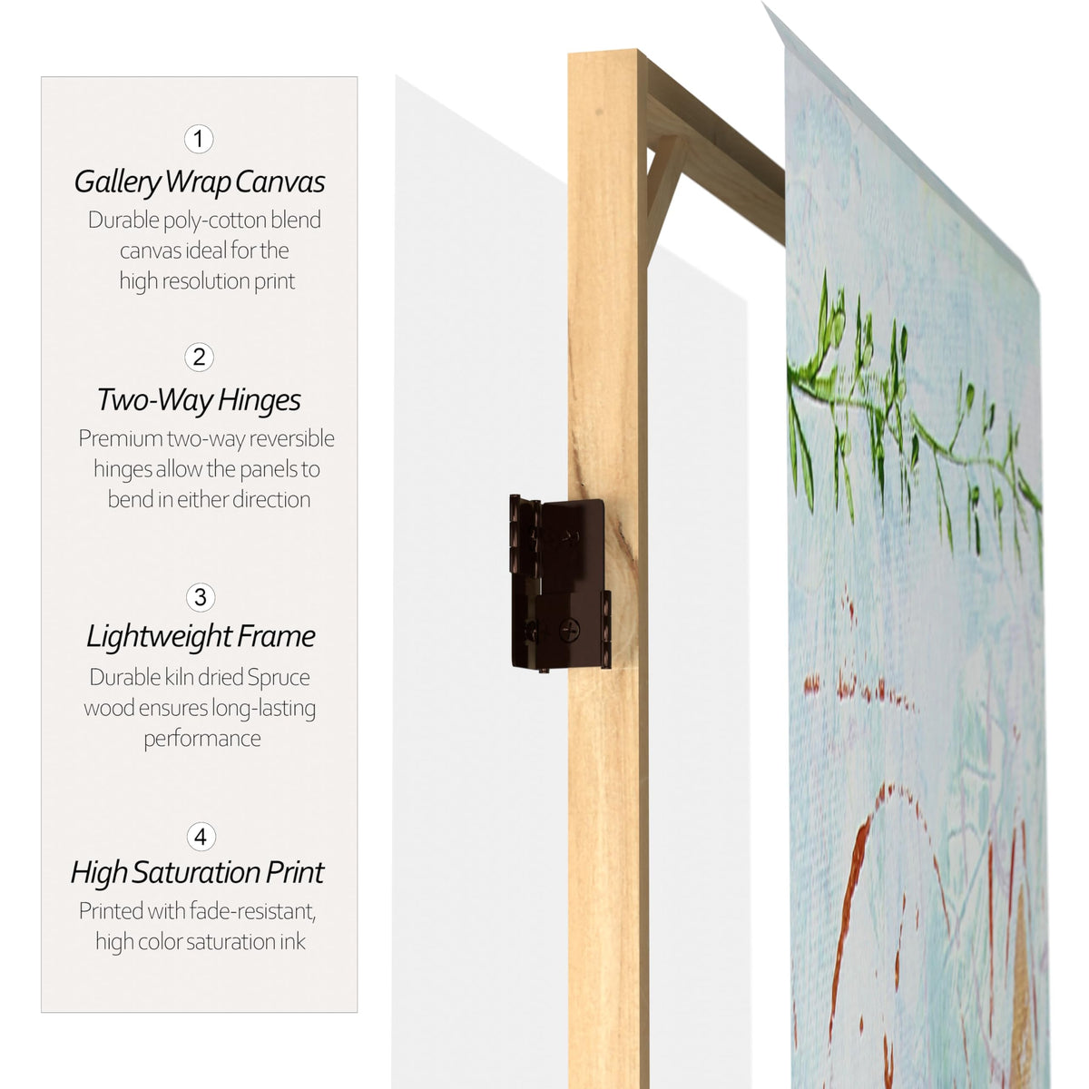 Red Lantern 5 ft. Tall Winter's Peace Canvas Room Divider 5 Panel Freestanding Folding Privacy Screen, Partition, and Separator for Modern and Contemporary Bedroom, Home Office, Studio, Dorm