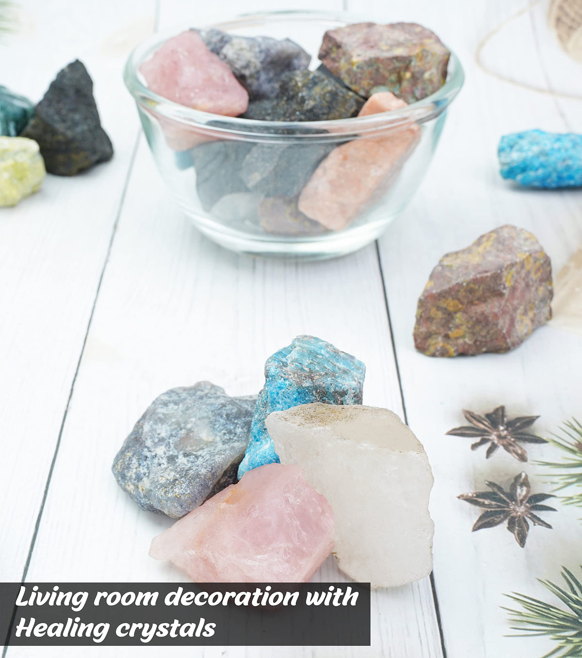 ZAICUS Assorted Raw Stones and Crystals, Rough Gemstones Bulk, Tumbling Bulk, Jewelry Making, Polishing, Cabbing, Lapidary, Fountain Rocks, Decoration, Wire Wrapping, Gem Mining, Reiki Healing 1 lb