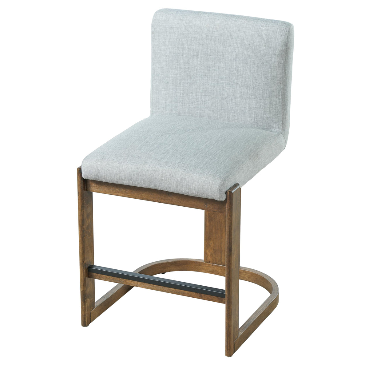 Christopher Knight Home Morant Counter Height Bar Stools Set of 2, 24" Wood Bar Stool for Kitchen Island, Modern Upholstered Kitchen Island Chairs with Wood Frame and Metal Footrest, Light Grey+Walnut