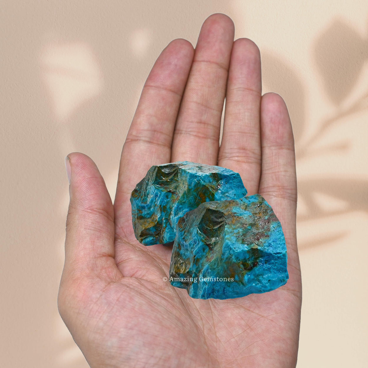 Amazing Gemstone Chrysocolla Shattuckite Raw Crystals and Healing Stones, Natural Rocks for Tumbling - DIY Raw Stones and Crystals, 2 Pieces